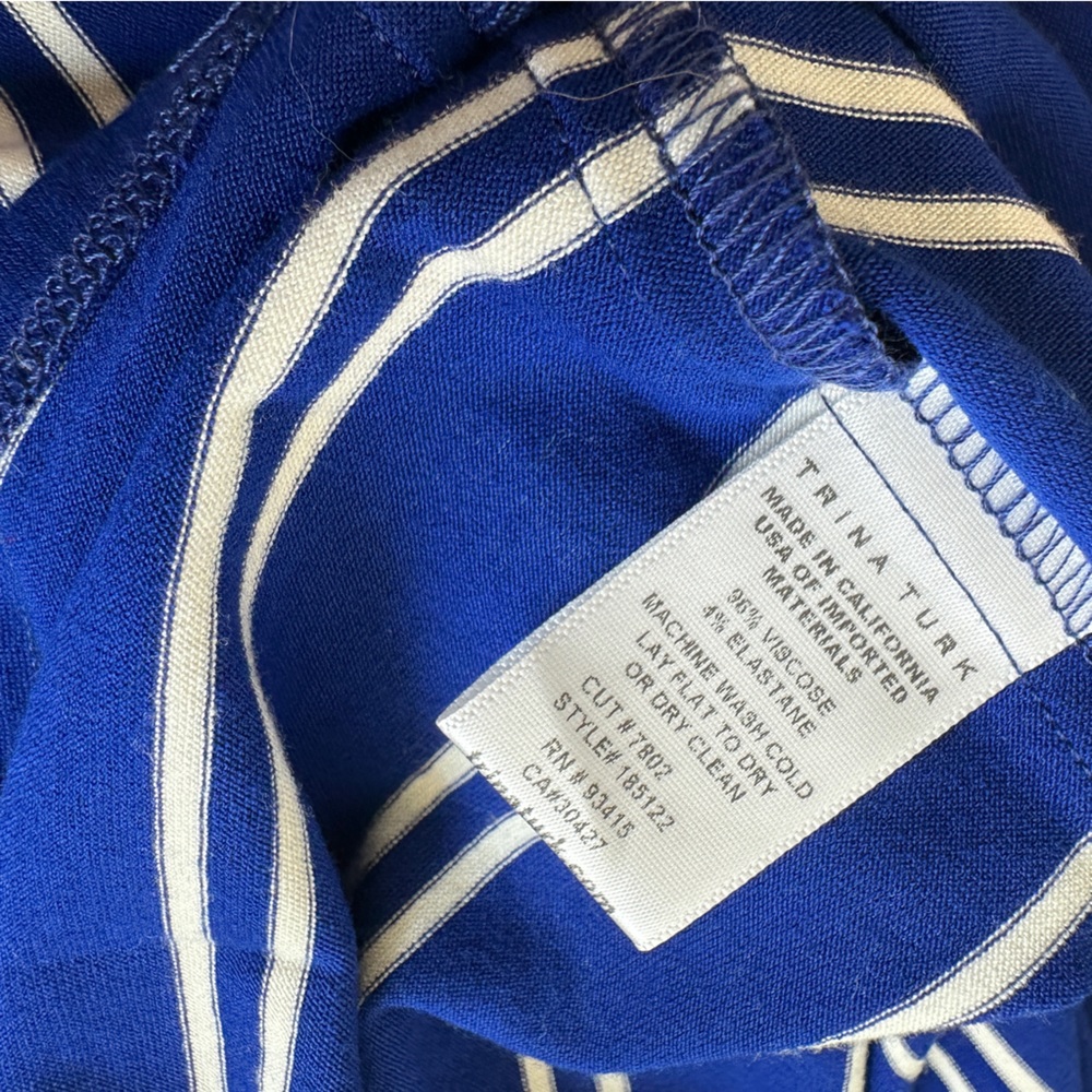 Trina Turk blue white stripe one shoulder flowy summer top S‎ fits some M - Picture 12 of 14